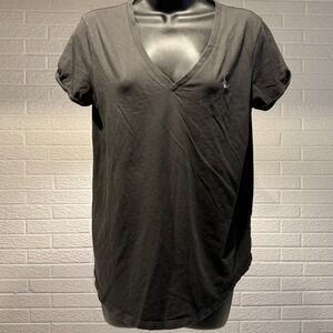 Polo‎ Ralph Lauren Womens Gray V Neck T Shirt Casual Top Short Sleeve